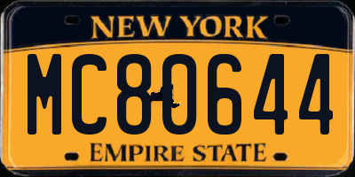 NY license plate MC80644