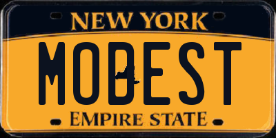 NY license plate MODEST