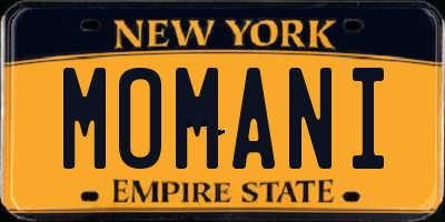 NY license plate MOMANI
