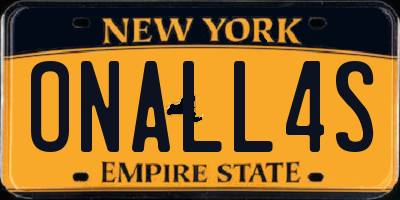 NY license plate ONALL4S