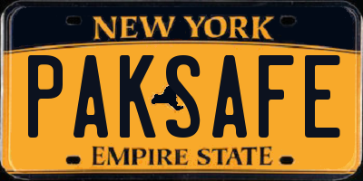 NY license plate PAKSAFE