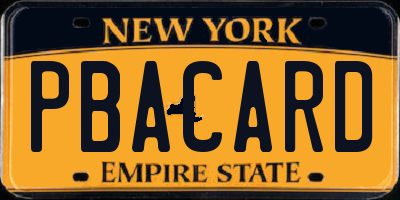NY license plate PBACARD