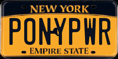 NY license plate PONYPWR