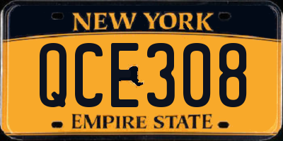 NY license plate QCE308