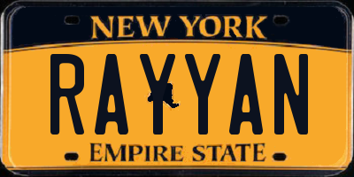 NY license plate RAYYAN