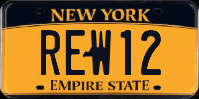 NY license plate REW12