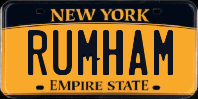 NY license plate RUMHAM
