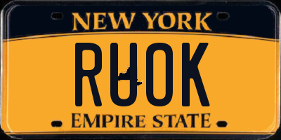 NY license plate RUOK