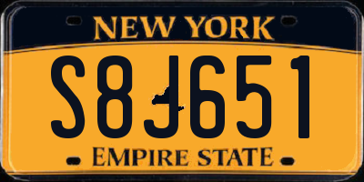NY license plate S8J651
