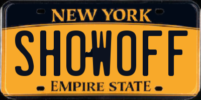 NY license plate SHOWOFF