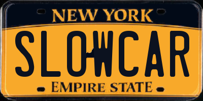 NY license plate SLOWCAR