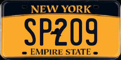 NY license plate SP209