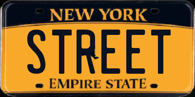 NY license plate STREET