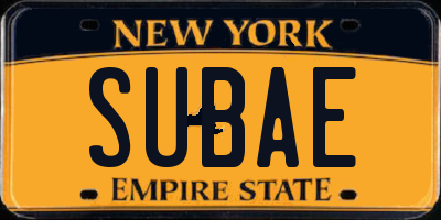 NY license plate SUBAE