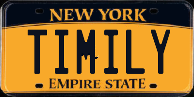 NY license plate TIMILY