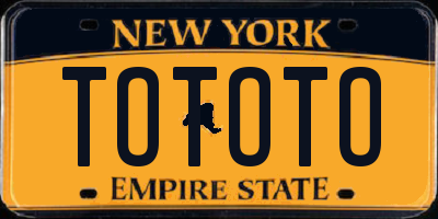 NY license plate TOTOTO