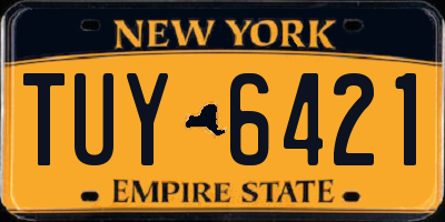 NY license plate TUY6421