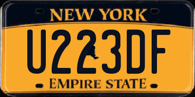 NY license plate U223DF