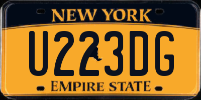 NY license plate U223DG