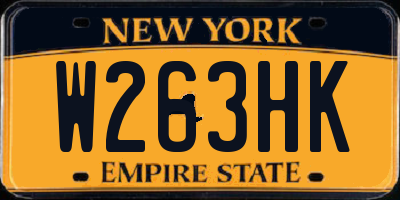 NY license plate W263HK