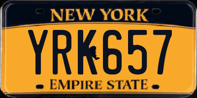 NY license plate YRK657