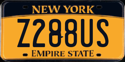 NY license plate Z288US