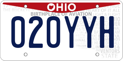 OH license plate 020YYH