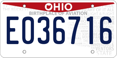 OH license plate E036716