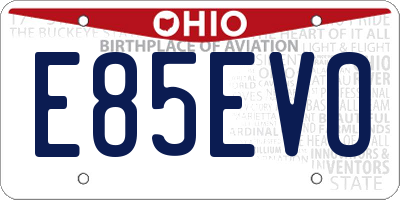 OH license plate E85EVO