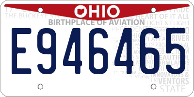 OH license plate E946465