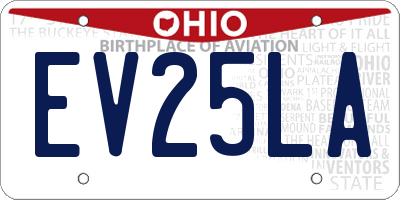 OH license plate EV25LA