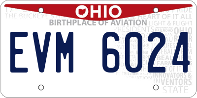 OH license plate EVM6024