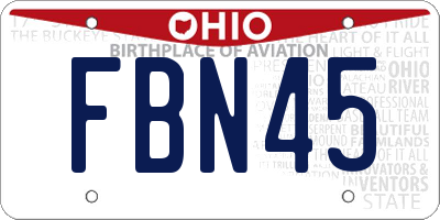 OH license plate FBN45