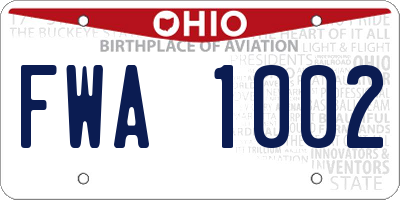 OH license plate FWA1002