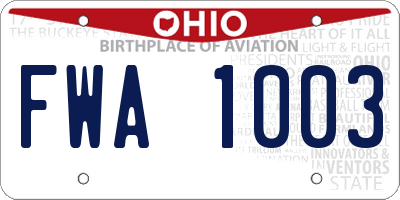OH license plate FWA1003