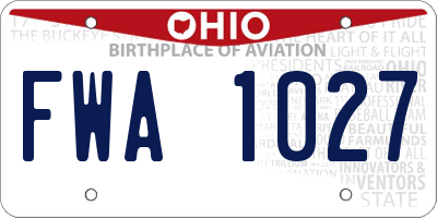 OH license plate FWA1027