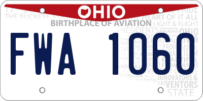OH license plate FWA1060