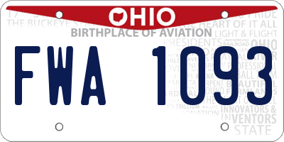 OH license plate FWA1093