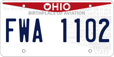 OH license plate FWA1102