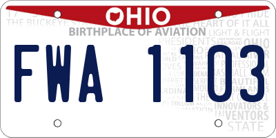 OH license plate FWA1103