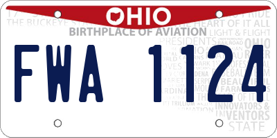 OH license plate FWA1124