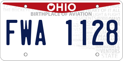 OH license plate FWA1128