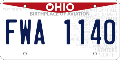 OH license plate FWA1140