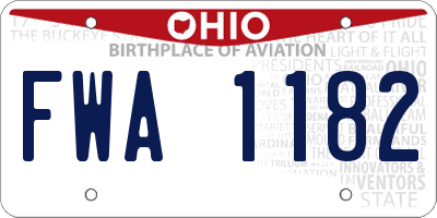 OH license plate FWA1182
