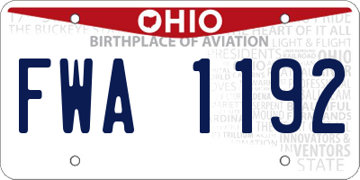 OH license plate FWA1192