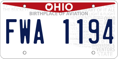 OH license plate FWA1194