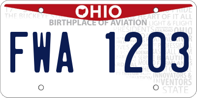 OH license plate FWA1203