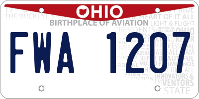 OH license plate FWA1207