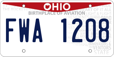 OH license plate FWA1208
