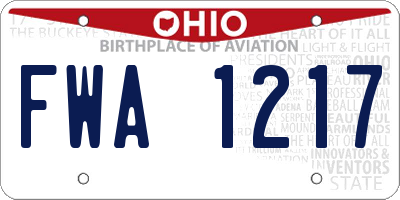 OH license plate FWA1217